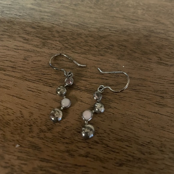 Silver and Pink Gem Earrings. - Picture 3 of 4